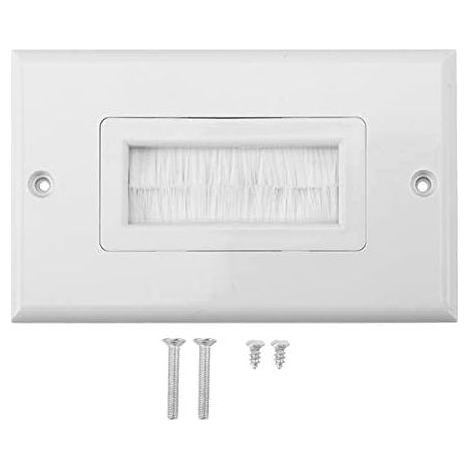 Passacavo a parete con spazzola antipolvere – Inserto per cavi in intercapedine – Facile installazione con viti – Per cartongesso (1/5)