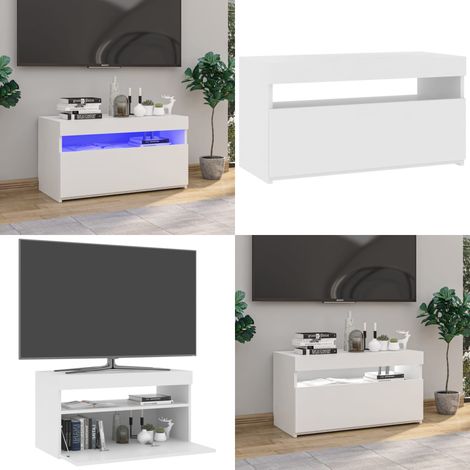 TV-Schrank mit LED-Leuchten Hochglanz-Weiß 75x35x40 cm - TV Schrank - Holzwerkstoff Möbel - Weißer TV Stand - LED Beleuchtung - Moderner TV Schrank - Home & Living (1/5)