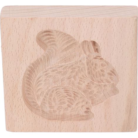 Moule à biscuits en bois hêtre réutilisable lavable tampon estampe pour pâtisserie cuisine écureuil (1/5)