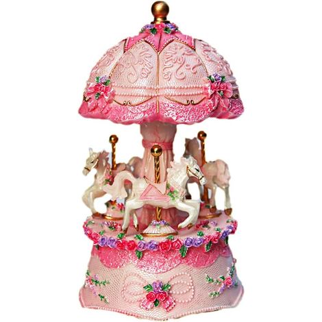 Boîte à musique carrousel cadeau avec lumières LED à couleurs changeantes (blanc nacré) (1/5)