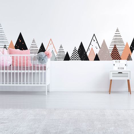 Stickers muraux enfants - Décoration chambre bébé - Autocollant Sticker mural géant enfant montagnes scandinaves RAFIKA - 50x85cm (1/5)