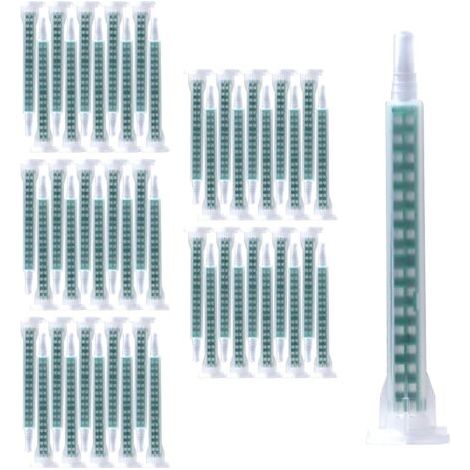 Sollbry 50 pièces Tube de mélange, seringue à buse de mélange de 84 mm, tube de mélange statique vert, tube de mélange AB pour aiguille AB pistolet à colle AB tube en plastique