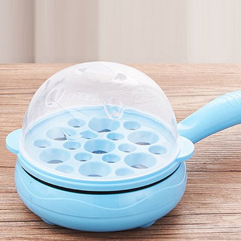 Multifunktionaler 2-in-1-Eierkocher mit Antihaftbeschichtung, automatischer Abschaltfunktion, ideal für Zuhause und Studentenwohnheim (Blau) (1/5)