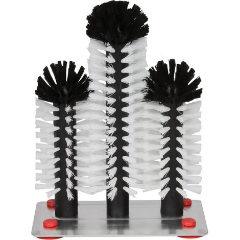 Brosse à Verre Professionnelle avec Base Métallique – Set complet de 2 brosses 18cm et 1 brosse 25cm pour nettoyage rapide et efficace des verres, idéal pour bars, restaurants et domicile