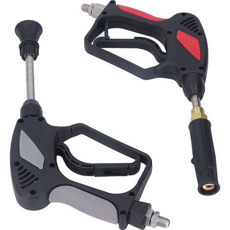 Ensemble pistolet à eau et pistolet à mousse pour nettoyeur haute pression 5000 PSI (10,57 GPM) avec raccord pointu fileté externe M141,5 mm anti-enchevêtrement intégré (1/5)