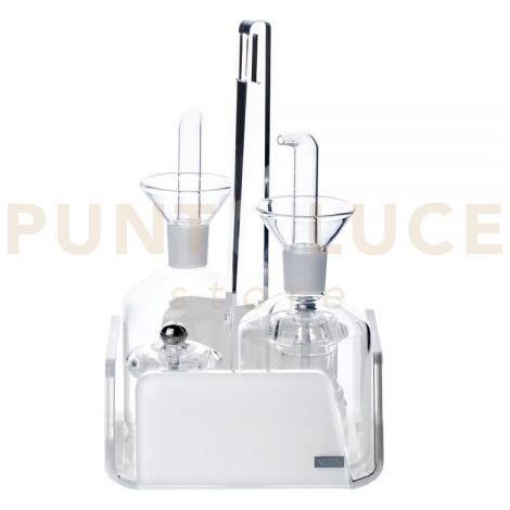 MENAGE CESTINO SET DA TAVOLA ORGANIZER LIKE WATER IN CRISTALLO ACRILICO BIANCO