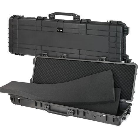 HMF Outdoor Transportkoffer ODK200, Wasserdichter IP67 Hartschalenkoffer mit Rasterschaumstoff, 123 x 41 x 15,5 cm, Schwarz