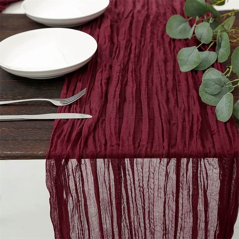 Serviette De Table Transparente - Tissu Gauze Froissé - Pour Décoration De Mariage Fête Et Événement - 90 x 180 cm - 1 Pièce (1/5)