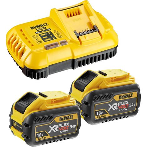 Dewalt – Pack énergie 54V/18V FLEXVOLT avec 2 batteries 12,0 Ah – Chargeur rapide DCB118 – Autonomie prolongée pour travaux intensifs (1/6)