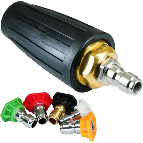 Buse rotative pour nettoyeur haute pression, 5 embouts, raccord rapide 1/4", 4000 PSI, buse turbo rotative, ouverture 3,5 mm