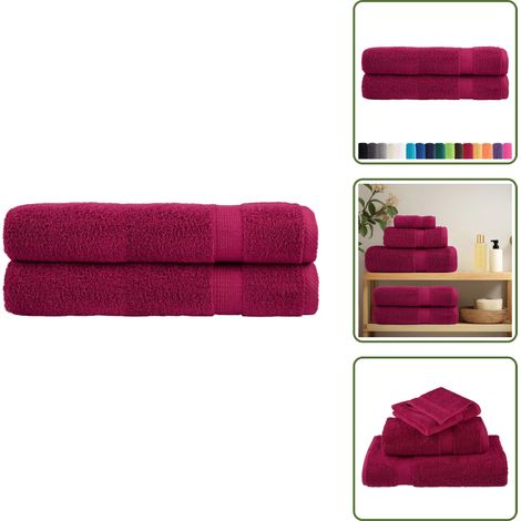 Premium-Handtücher SOLUND 2 Stk. Bordeaux 100x200 cm 600 g/m² - Baumwolle - Handtücher - Badetücher - Strandtücher - Bordeaux Rot (1/5)