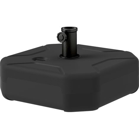 Base per Ombrellone Quadrata Riempibile con Sabbia o Acqua fino a 25kg, Nero