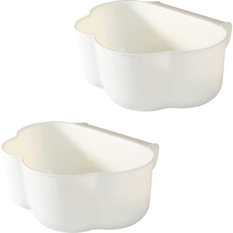 Lot de 2 organiseurs de table en ABS - Pour placards de cuisine - Poubelle suspendue - Organiseur de table - Conteneur à déchets de cuisine (Blanc) (1/5)