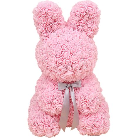 Ewiges rosa Hasen-Valentinstagsgeschenk – Künstliche Schaumstoffblumen als Liebeserklärung (1/5)