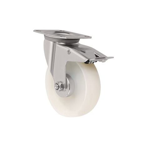 Rueda  giratoria  con  freno.Diám.80mm  Capacidad  130kg  con  freno.PA  105x80mm  TECWERK (1/2)