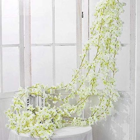 2 Pcs -blanc 180 Cm / 70 Pouces Fleur Artificielle Fleur De Cerisier Rotin Mariage Fleur De Cerisier Rotin Chane Dcoration Suspendue Fleur Dcora (1/5)
