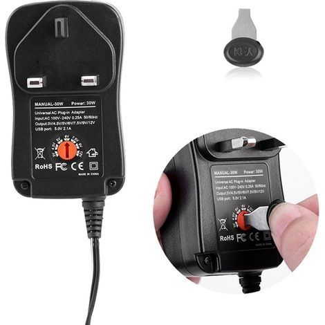 30-W-Schaltnetzteil, USB-Adapter, 3-12-V-Netzteil mit einstellbarer Spannung (1/3)