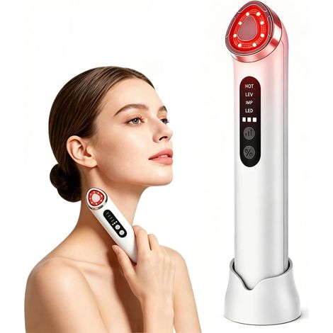 Dispositivo antirughe per il viso, 3 modalità di lifting e rassodamento EMS, massaggiatore facciale a LED a 7 colori, riscaldamento a 45°C, Gua Sha elettrico per doppio mento e linea della mandibola (1/5)