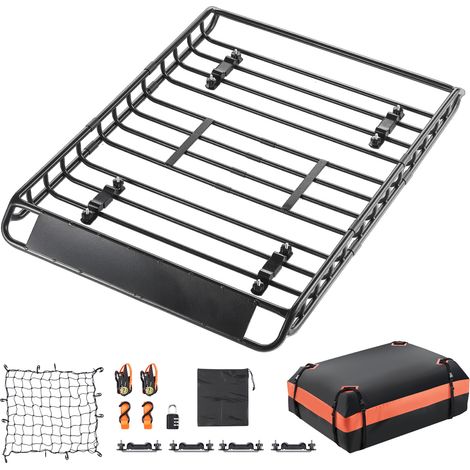 Mophorn Cesta de techo universal 130x91x10,5 cm con bolsa de carga 112x87x26 cm, capacidad máxima de 90,7 kg, ideal para transportar equipaje en SUV, camiones y coches