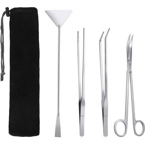 Kits d'outils de réservoir d'aquarium, outils de nettoyage d'aquarium 4 en 1, spatule à ciseaux en acier inoxydable, ensemble de coupe-plantes pour aquarium pour plantes aquatiques, outils de pinces d (1/5)