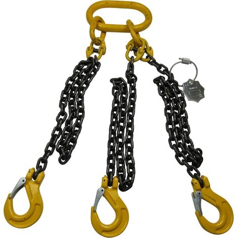 3 Leg Chain Sling with Clevis Autolock Hooks Grade 8 - 1 Metre EWL 7MM Chains 3.15/2.12T (1/5)