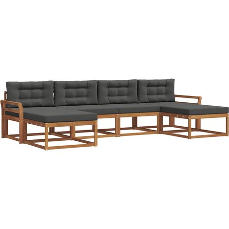 Outdoor-Sofagarnitur mit Kissen 6 pcs Natur und Anthrazit vidaXL
