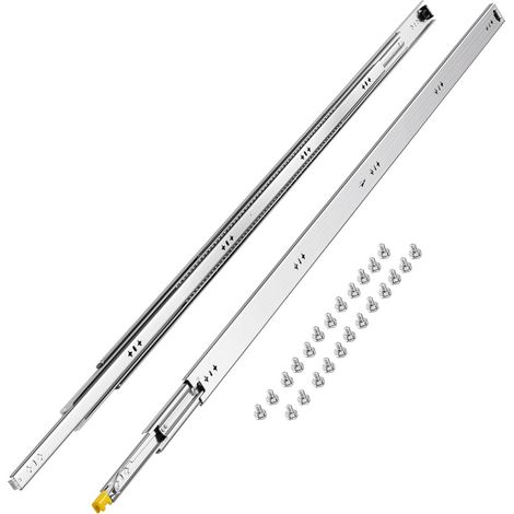 Glissière de tiroir à extension complète, 1 paire, coulisse de tiroir verrouillable, 1500 mm, capacité de charge 113,4 kg, rail coulissant à montage latéral avec roulement à billes et verrou (1/5)
