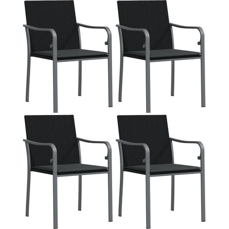 Maison Exclusive - Sedie da Giardino con Cuscini 4pz Neri 56x59x84cm in Polyrattan