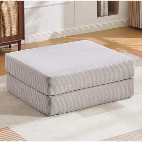 Puf convertible en sofá cama, 2 bloques de espuma, pana, gris claro, REDOM (1/5)