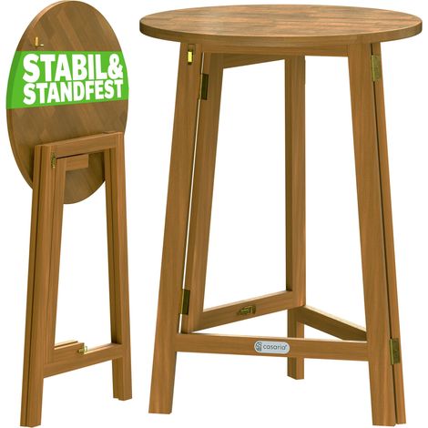CASARIA® Stehtisch Hartholz Akazie Klappbar 110cm Hoch Ø80 cm Rund Rustikal Indoor Outdoor Bistrotisch Biertisch Gartentisch Klapptisch Partytisch Bartisch