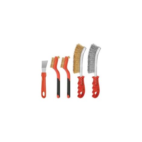 Brosse métallique, Lot de 4 Brosses Métalliques en Acier Inoxydable et Cuivre avec 1 Grattoir, pour Nettoyage de Soudure Slag Décapage Rouille Contre Poussière (1/5)