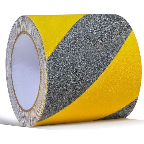 Ruban Antidérapant de Sécurité pour Escaliers, Marches Antidérapantes Traction Friction Adhérence Forte Adhésif Anti-danger - Noir/Jaune - 10CM x 5M (1/5)