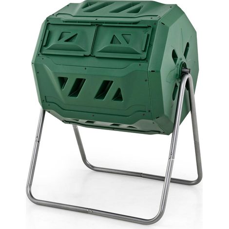 Double Bac 43 Gallons Composteur Rotatif pour Déchets de Jardin et Cuisine Aération Rapide Vert (1/5)