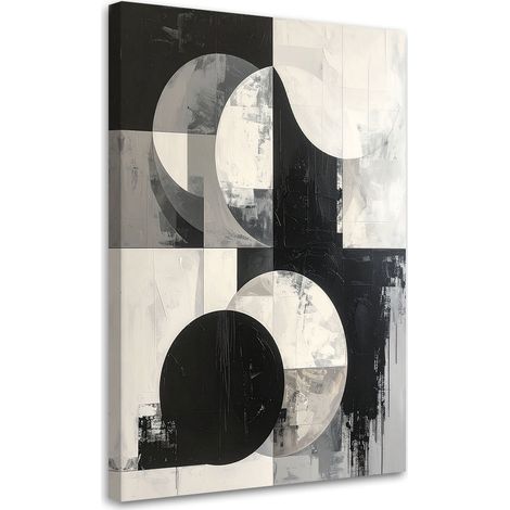 Stampe su Tela, Astrattismo cerchi bianco e nero, 40x60 (1/5)