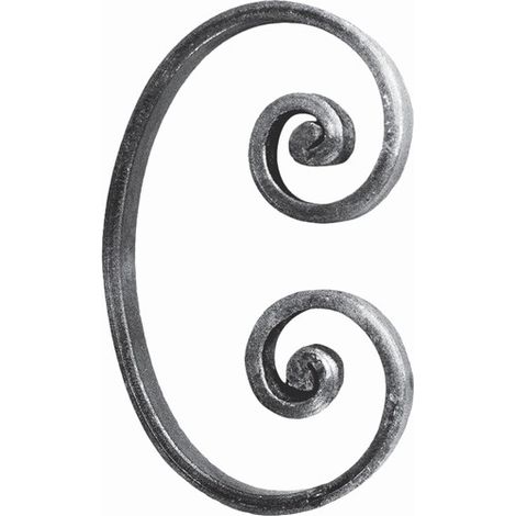 Volute en C à noyau - Hauteur 150mm Largeur 100mm en plat lisse de 14x6mm - Fer forgé - À souder - DECO FER FORGE