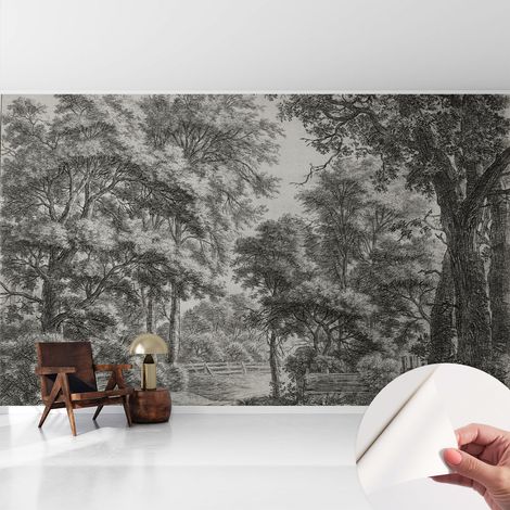Fotomurale adesivo - Carta da parati adesiva - per la cucina camera da letto per la soggiorno - Scena boschiva 416x254 cm (1/5)