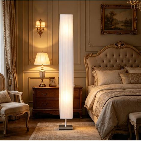 Lámpara de pie de columna blanca 120 cm con 2 casquillos E27 OKWISH (1/5)