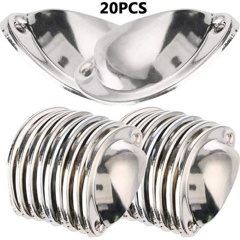 20x 82mm Vintage Shell Handle for Kitchen Cabinet Cupboard Drawer, Retro Furniture Handle Iron Door Knob - Silver