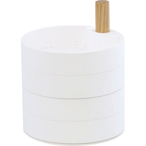 Yamazaki Schmuckbox 4 drehbare Ebenen weiß 10 cm