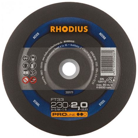 Disque de coupe FT33 230 x 2,0mm Rhodius(Par 25) (1/2)