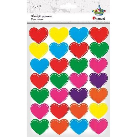 Papierherzaufkleber, 56 Stück.