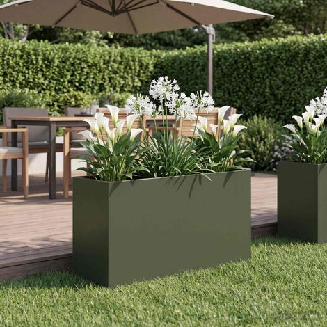 vidaXL Macetero de Jardín Verde oliva 80 x 30 x 40 cm (1/5)