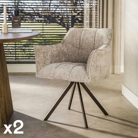 Chaise pivotante sable pied bronze (lot de 2) MELBOURNE