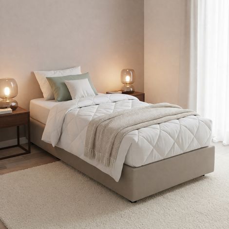 Talamo Italia Cama individual Caterina, Cama contenedor con revestimiento de tela, 100% Made in Italy, Apertura frontal, adecuado para colchón Cm 80x200, Tórtola, con embalaje reforzado (1/5)