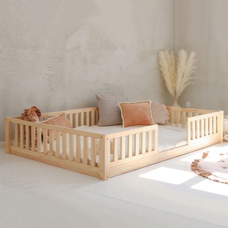 Cama 140x190 con barandilla y somier patas de 1 cm Agnès Madera (1/3)