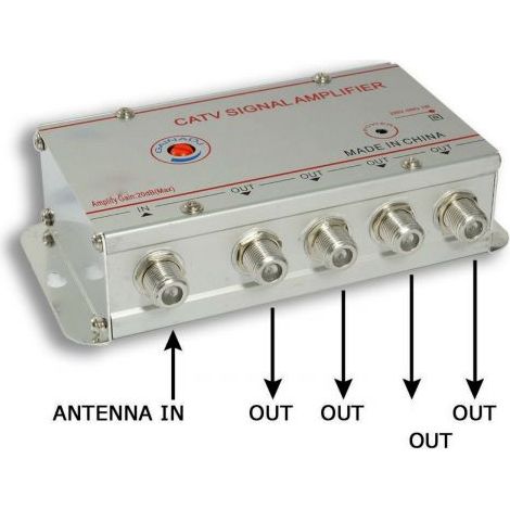 Amplificatore Segnale Antenna Sdoppiatore 4 Uscite Per TV Digitale Terrestre