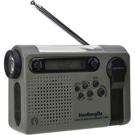 Filiyano – Lampe torche LED – Radio d'urgence solaire 2000 MAH avec manivelle - Radio FM/AM - Chargeur USB - Lampe torche LED - Version Royaume-Uni