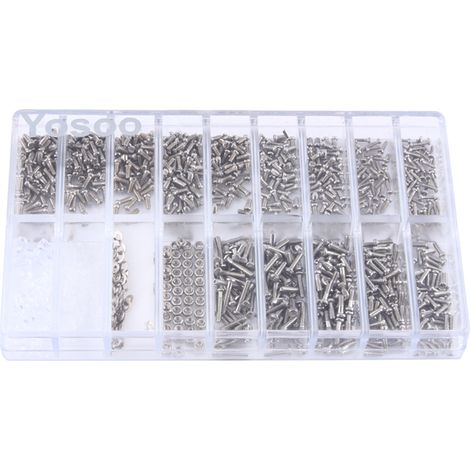 Kit de réparation de vis pour lunettes de vue et de soleil en acier inoxydable : assortiment de petites vis, écrous et rondelles. (1/5)