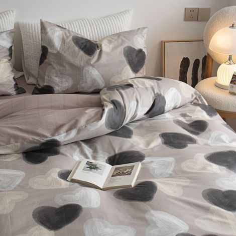 Set de draps en coton 100 % lavable en machine – Taille lit 180 x 200 cm (standard français) – Housse de couette 180 x 220 cm + 2 taies d’oreiller – Couleur chocolat – Idéal étudiants, résidence unive
