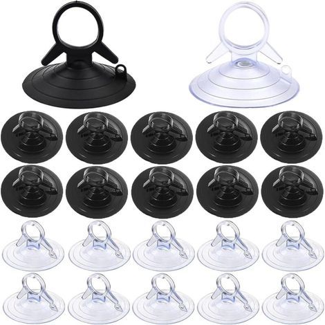 60 ventouses pour pare-soleil de 45 mm, sans crochet, transparentes, pour fenêtre, salle de bain, pare-brise et voiture. (1/4)